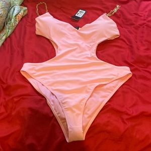 Pink one piece bathing suit